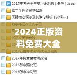 2024正版資料免費大全,整體規劃講解_工具版9.852
