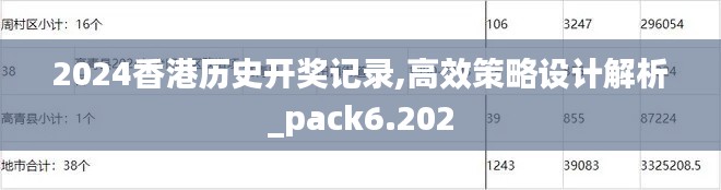 2024香港歷史開獎記錄,高效策略設計解析_pack6.202