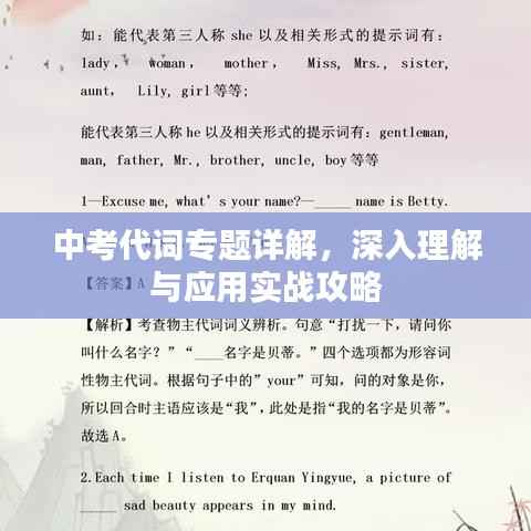 中考代詞專題詳解，深入理解與應用實戰攻略
