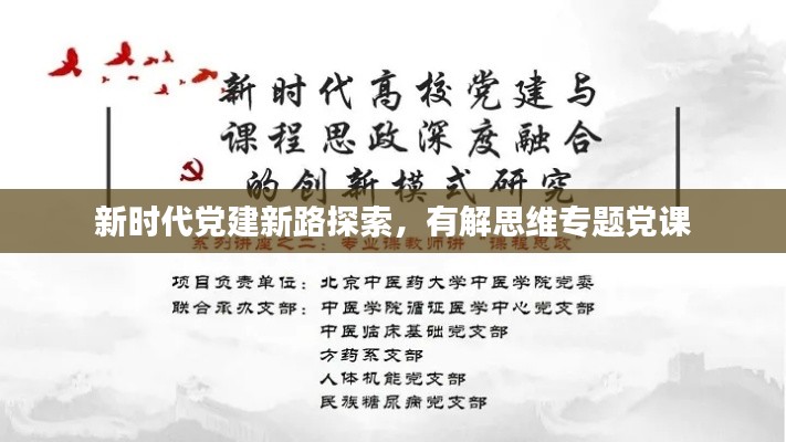 新時代黨建新路探索，有解思維專題黨課