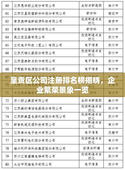 呈貢區公司注冊排名榜揭曉，企業繁榮景象一覽