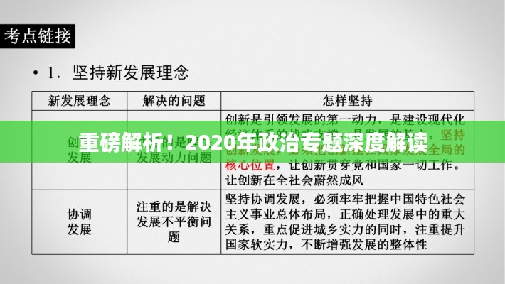 重磅解析！2020年政治專題深度解讀
