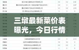 三墩最新菜價(jià)表曝光，今日行情，不容錯(cuò)過(guò)！