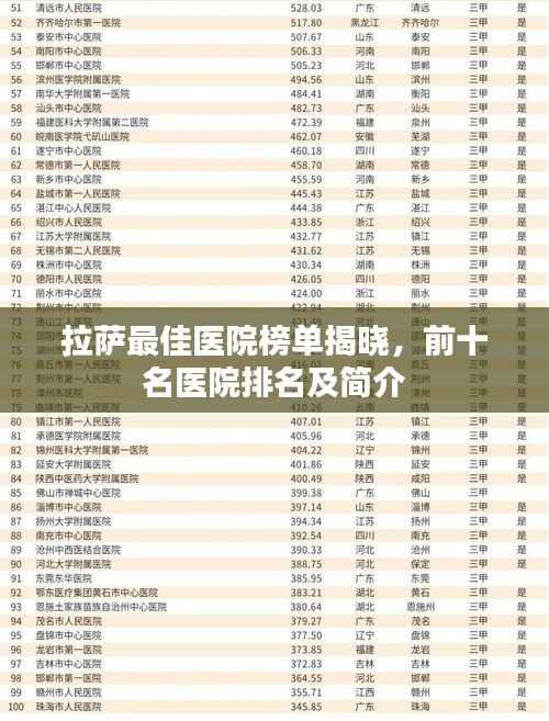 拉薩最佳醫(yī)院榜單揭曉，前十名醫(yī)院排名及簡介