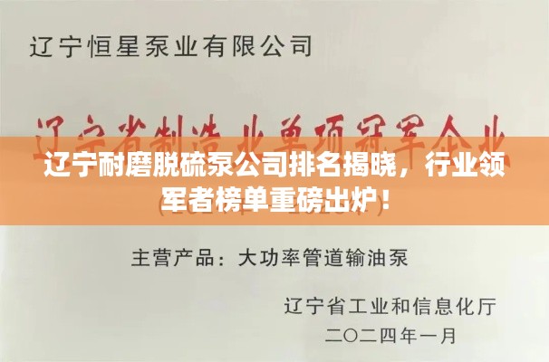 遼寧耐磨脫硫泵公司排名揭曉，行業領軍者榜單重磅出爐！