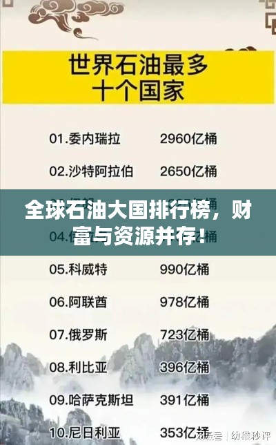 全球石油大國排行榜，財富與資源并存！