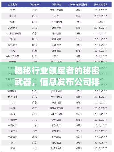 揭秘行業領軍者的秘密武器，信息發布公司排名榜單重磅出爐！