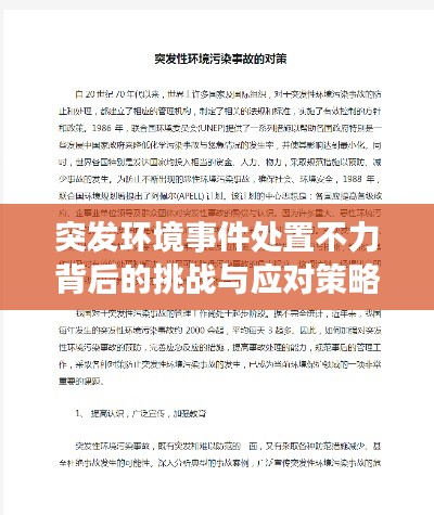 突發環境事件處置不力背后的挑戰與應對策略